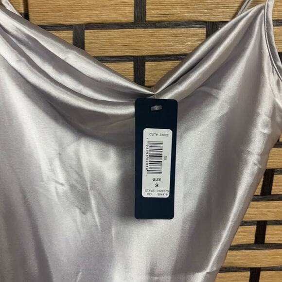 Bebe Silver Midi Slip Dress Size Small - Picture 6 of 9